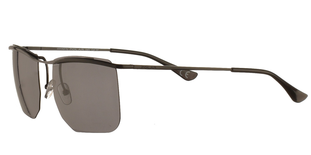 Τετράγωνα ελαφριά μεταλλικά ανδρικά και γυναικεία γυαλιά ηλίου Bogart 76 μαύρο με σκούρους γκρι super polarized φακούς της εταιρίας Polar κατάλληλα για μεσαία και μεγάλα πρόσωπα.