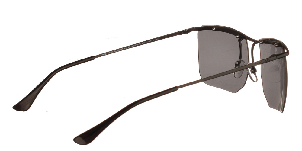 Τετράγωνα ελαφριά μεταλλικά ανδρικά και γυναικεία γυαλιά ηλίου Bogart 76 μαύρο με σκούρους γκρι super polarized φακούς της εταιρίας Polar κατάλληλα για μεσαία και μεγάλα πρόσωπα.