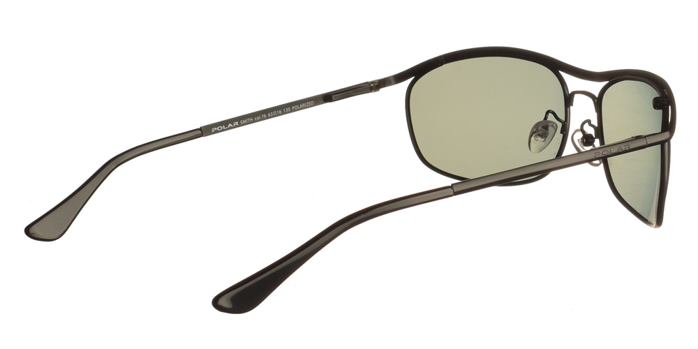 Μεταλλικά κλασικά ανδρικά γυαλιά ηλίου Smith 76 μαύρα με σκούρους γκρι polarized φακούς της εταιρίας Polar κατάλληλα για όλα τα πρόσωπα.