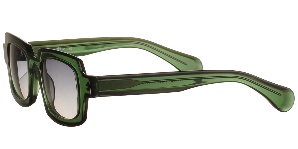 Τετράγωνα μεγάλα χειροποίητα κοκάλινα ανδρικά και γυναικεία γυαλιά ηλίου 1322 04 διάφανα κυπαρισσί πράσινα με ανοιχτούς γκρι φακούς της εταιρίας Katler κατάλληλα για μεσαία και μεγάλα πρόσωπα.