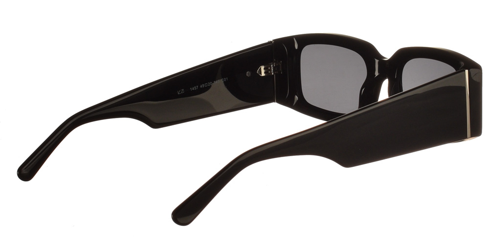 Τετράγωνα χειροποίητα κοκάλινα ανδρικά και γυναικεία γυαλιά ηλίου 1457 01 μαύρα με σκούρους γκρί polarized φακούς της εταιρίας Katler κατάλληλα για όλα τα πρόσωπα.