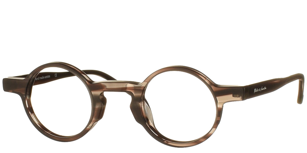 Στρογγυλά χειροποίητα κοκάλινα γυαλιά οράσεως 0037 005 γκρι της εταιρίας Debbie & Franklin κατάλληλα για μεσαία και μικρά πρόσωπα.