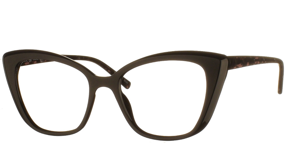 Cat-eye acetate women's eyewear IG42402 Α black with grey clip on by Invu more suitable for medium and large faces.