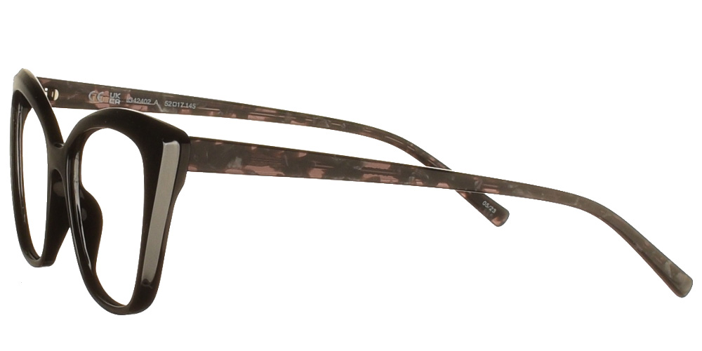 Cat-eye acetate women's eyewear IG42402 Α black with grey clip on by Invu more suitable for medium and large faces.
