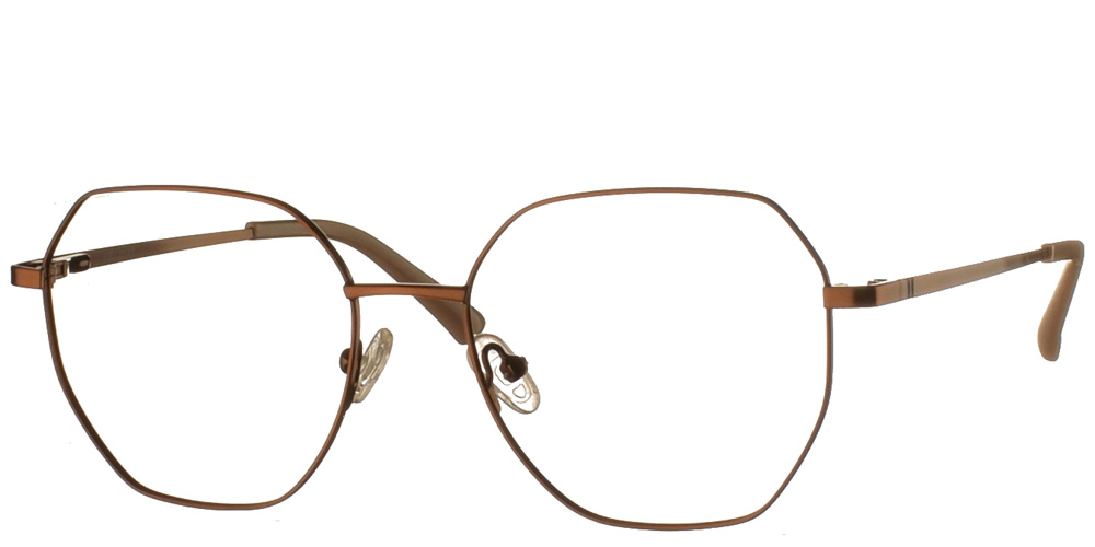 Metal polygonal woman's eyeglasses Κ12046 bronze with beige details by Katler more suitable for medium and large faces.