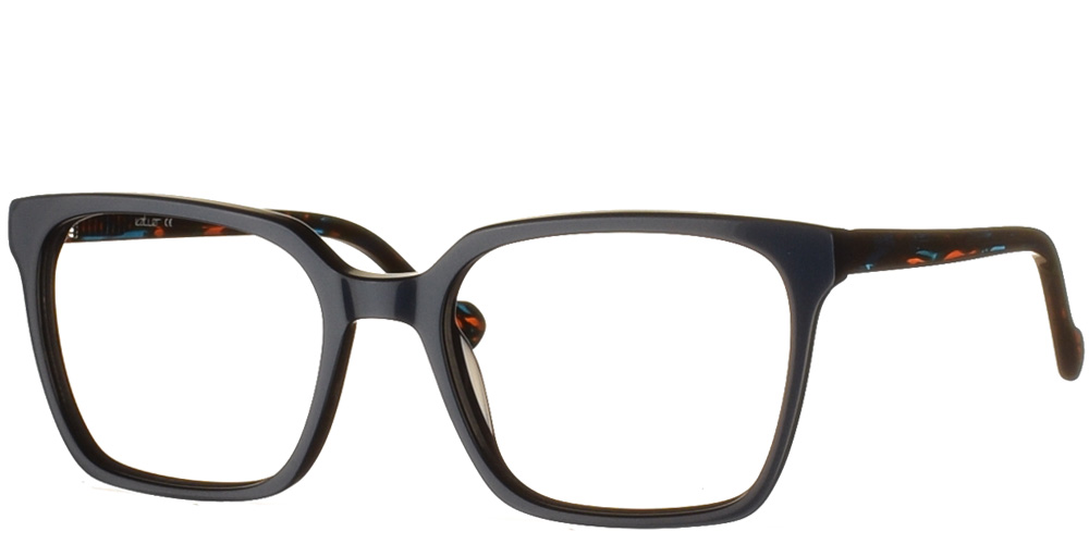 Black acetate woman’s eyewear Κ1354 blue with blue tortoise arms by Katler most suitable for medium and large faces.