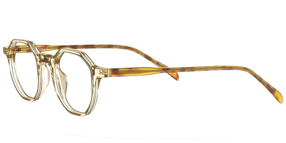Kοκάλινα πολύγωνα γυαλιά οράσεως Κ1384 κίτρινα  διάφανα με ταρταρούγα βραχίονες της εταιρίας Katler κατάλληλα για μεσαία και μικρά πρόσωπα.