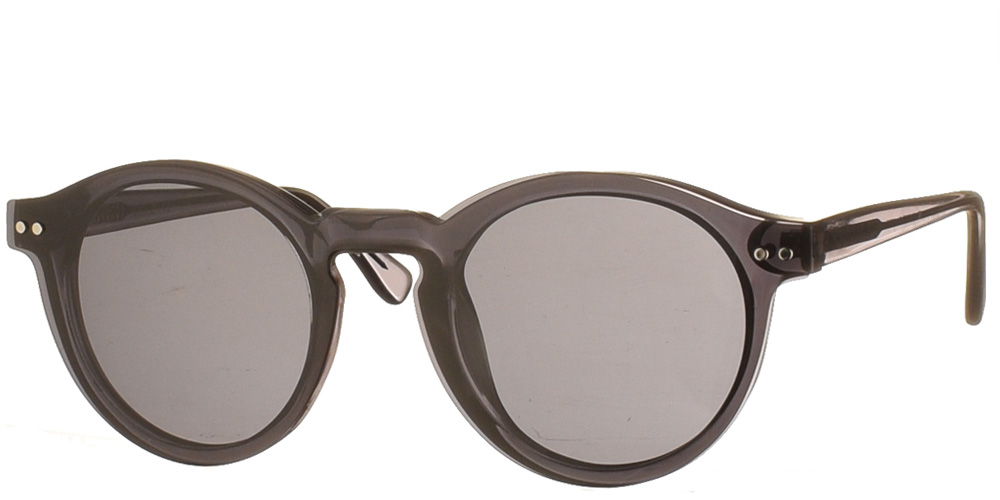 Kοκάλινα στρόγγυλα γυαλιά οράσεως Κ30057 γκρι διάφανα με σκούρο γκρι clip on της εταιρίας Katler κατάλληλα για μεσαία και μικρά πρόσωπα.