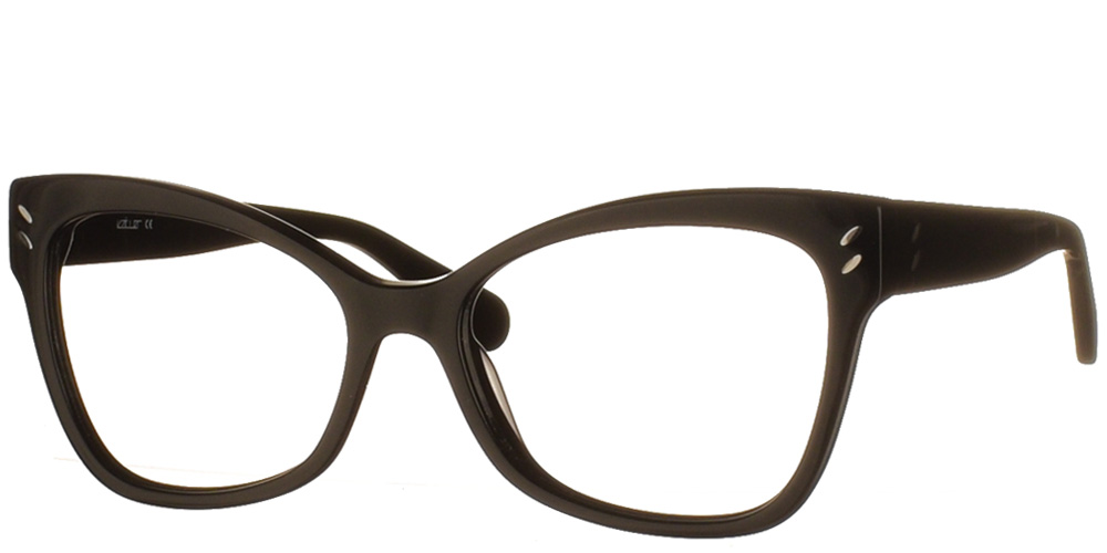 Cat eye black acetate woman’s eyewear Κ2197 glossy black by Katler most suitable for medium and large faces.