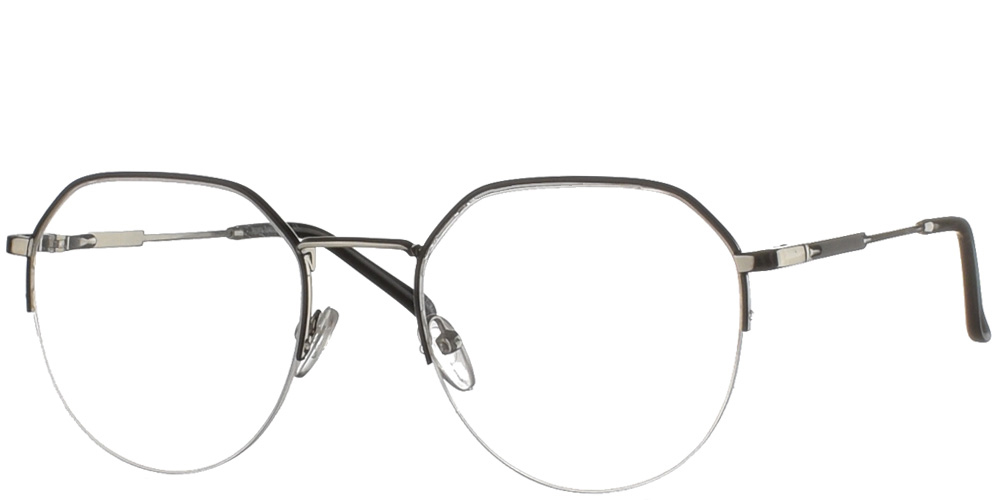 Metallic round woman's eyeglasses ΜΝ 4792 black with silver details by Monte Napoleone more suitable for medium and large faces.