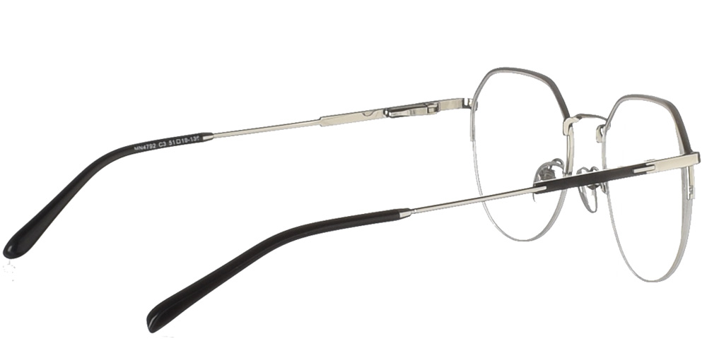 Metallic round woman's eyeglasses ΜΝ 4792 black with silver details by Monte Napoleone more suitable for medium and large faces.