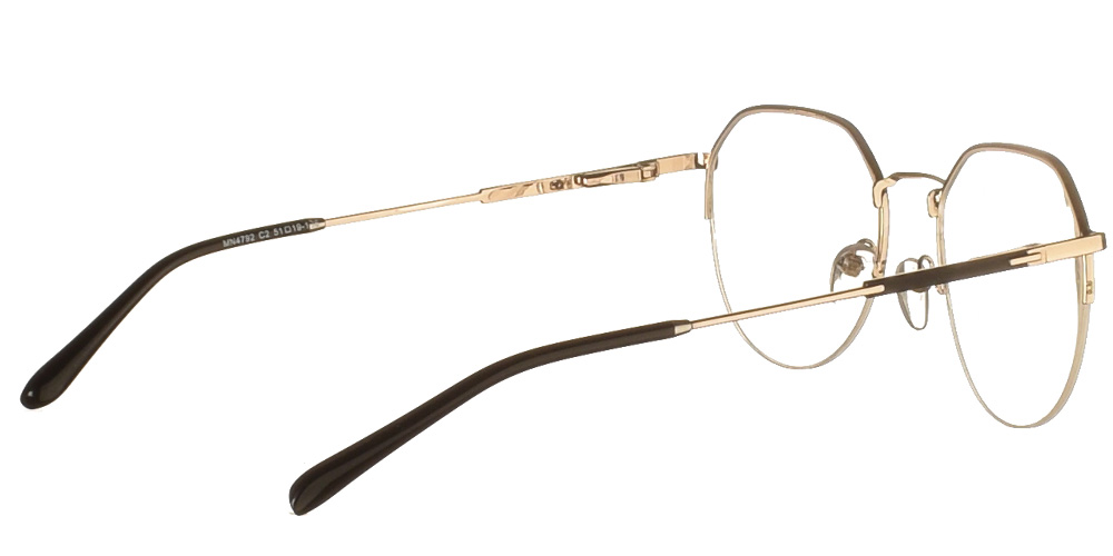 Metallic round woman’s eyeglasses ΜΝ 4792 black with gold details by Monte Napoleone more suitable for medium and large faces.