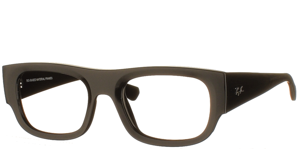 Unisex acetate square eyeglasses RB 7218 glossy black by Ray Ban more suitable for medium and large faces.