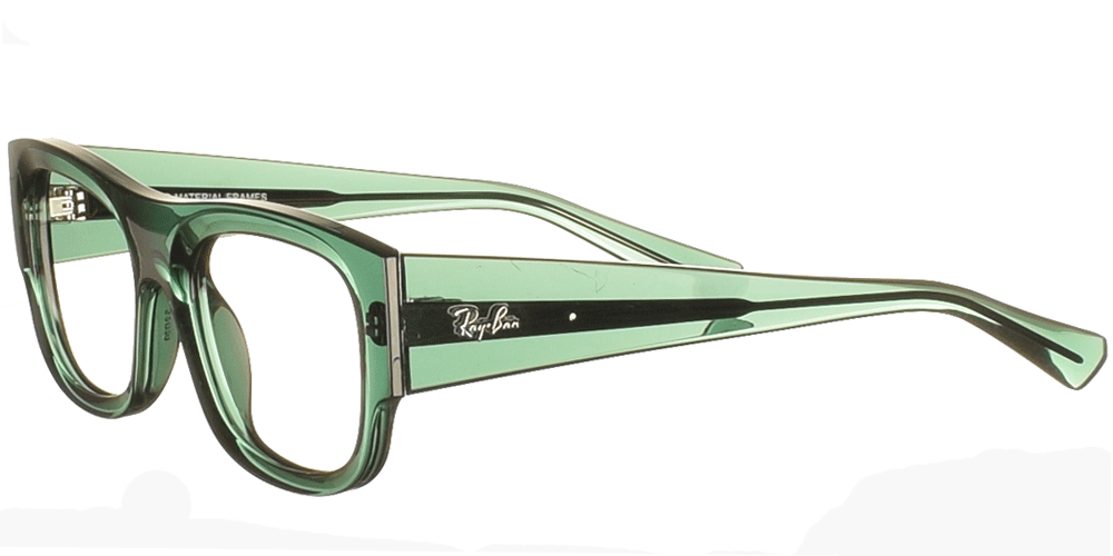 Γυναικεία και ανδρικά κοκάλινα τετράγωνα γυαλιά οράσεως Ray Ban 7218 διάφανο κυπαρισσί της εταιρίας Ray Ban κατάλληλα για μεσαία και μεγάλα πρόσωπα.