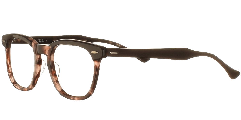 Unisex acetate square eyeglasses RB 5398 glossy brown tortoise by Ray Ban more suitable for all shape of faces.
